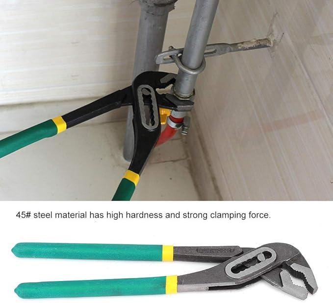 Water Pump Pliers, Heavy Duty Adjustable 45# Steel Plumbing Pliers with Pipe Wrench for Plumbers and Industrial Use (10 inches)