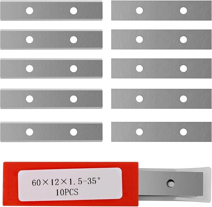 2-3/8"(60MM) Carbide Paint Scraper Blade, 10Pcs Double-Edged Reversible Replacement Heavy Duty Blades, Fit for TJATSE, Oneida Air, Warner100X Scraper, for Paint, Wood, Glue and Concrete