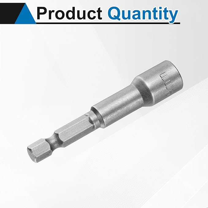 HARFINGTON Nut Driver Drill Bit 9mm Metric Socket 1/4" Hex Shank 2.56" (65mm) Long Magnetic 6-Point Sockets Quick Change CR-V Steel Bolt Setters for Power Drill Drivers