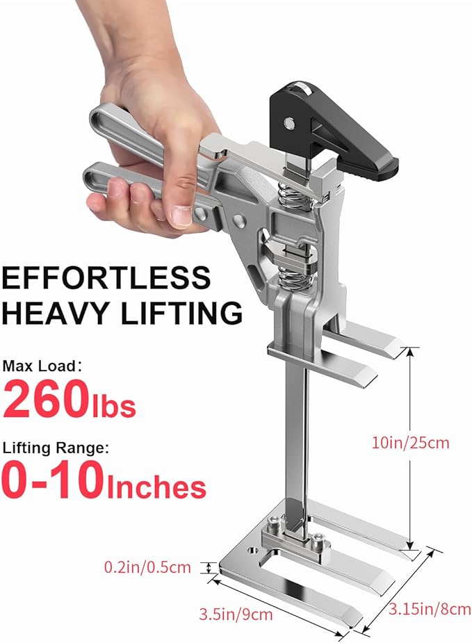 Kolvoii Labor Saving Arm Jack 2 Pack, 10" Height-Adjustable All-Metal Hand Lifting Jack Tool for Furniture, Door, Window, Cabinet and Drywall Installation