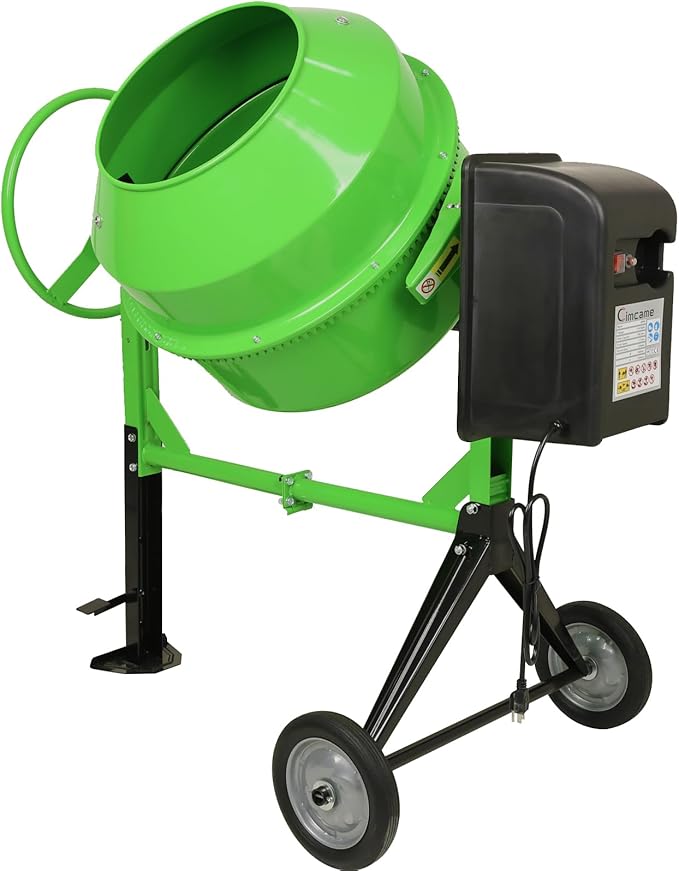 Electric Concrete Mixer 5.0 Cu Ft 140L Portable Wheelbarrow Cement Mixing Machine for Stucco Mortar Seeds