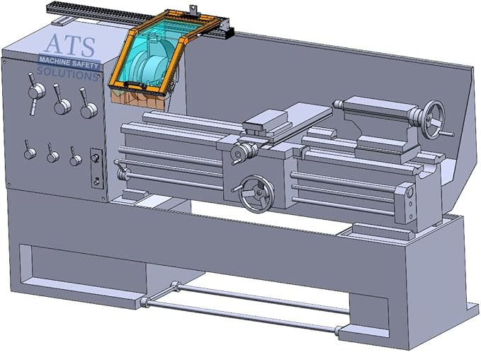 Lathe Safety Guard. 12 inch Wide, fits up to 12" Lathe Chuck diameters. Interlocked Model Part# LG-TR3-12-SK1 by ATS Machine Safety Solutions