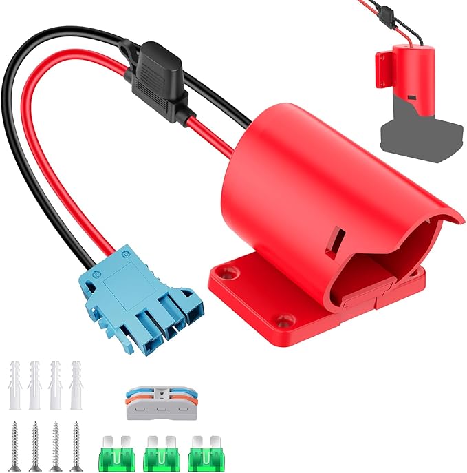 Power Wheel Adapter for Milwaukee M12 Battery Adapter with Wire Harness Connector Compatible with Peg-Perego Children's Riding Toys, 12V Power Wheel Battery Converter with Fuse and 12AWG Wire
