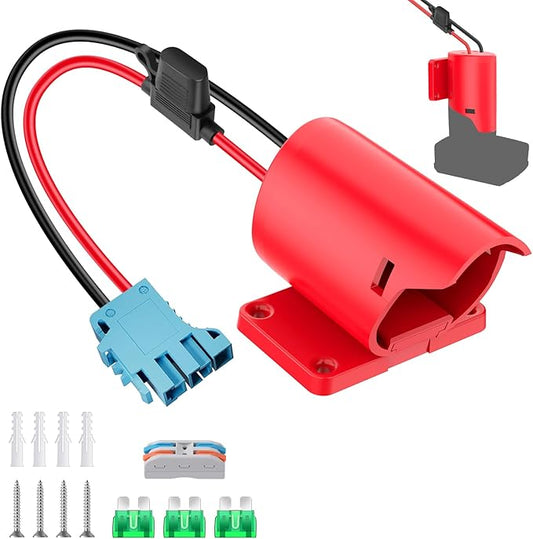 Power Wheel Adapter for Milwaukee M12 Battery Adapter with Wire Harness Connector Compatible with Peg-Perego Children's Riding Toys, 12V Power Wheel Battery Converter with Fuse and 12AWG Wire