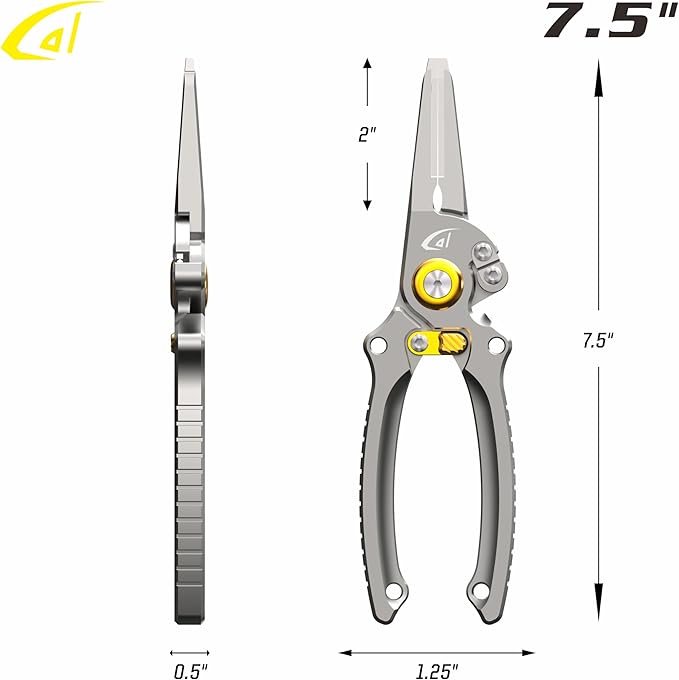 danco 2 Pack Aluminum 7.5??Precision Fishing Pliers with Stainless Steel Jaws, Cuts Braid with Ultra-Sharp Tungsten Carbide Side Cutter, Lockable, with Sheath, perfect for Fresh & Saltwater