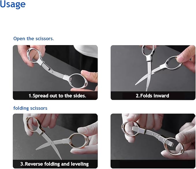 Folding Scissors, Safe Portable Safe Portable Travel Mini Scissors, Stainless Steel Retractable Small Scissors for Home Office, 2 Piece Set