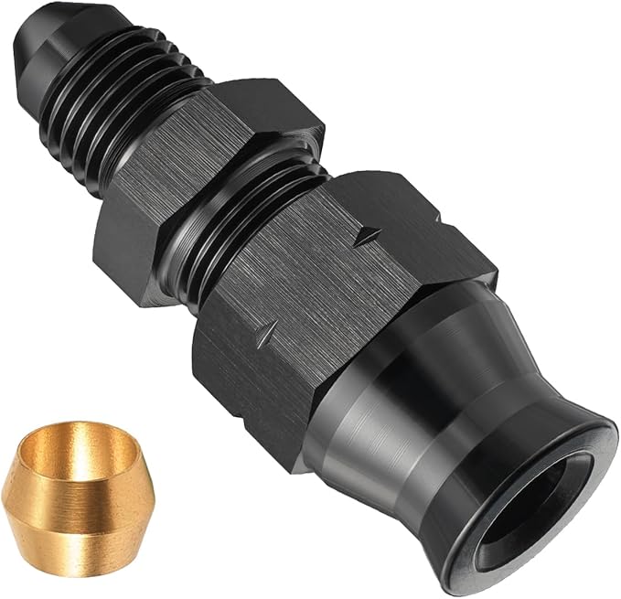 EVIL ENERGY 3AN Male to 1/4" Hardline Compression Fitting Adapter Aluminum Black
