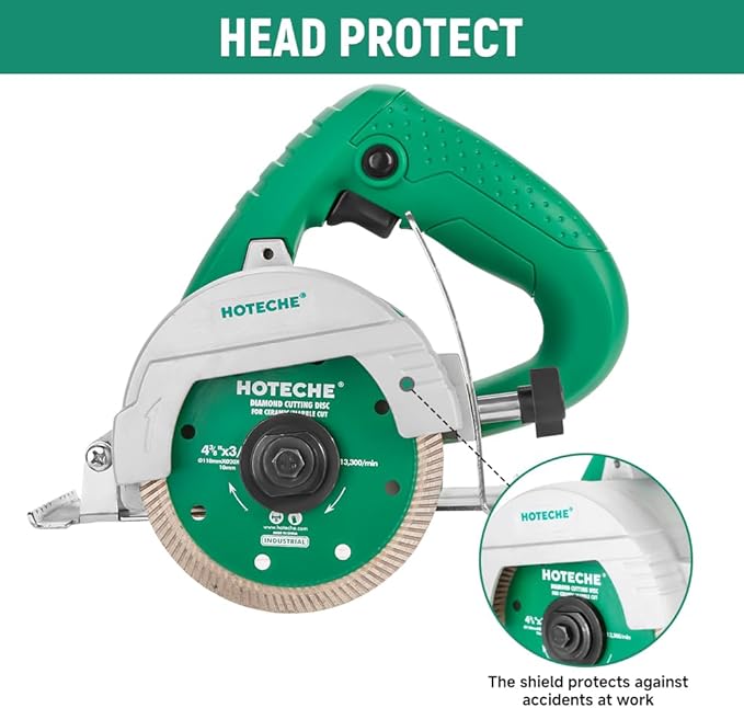 Hoteche 4-3/8-Inch Dry/Wet Masonry&Tile Saw 1400W Electric Cutter with Diamond Blade(Turbo Type) for Stone, Ceramic and Marble Cutting