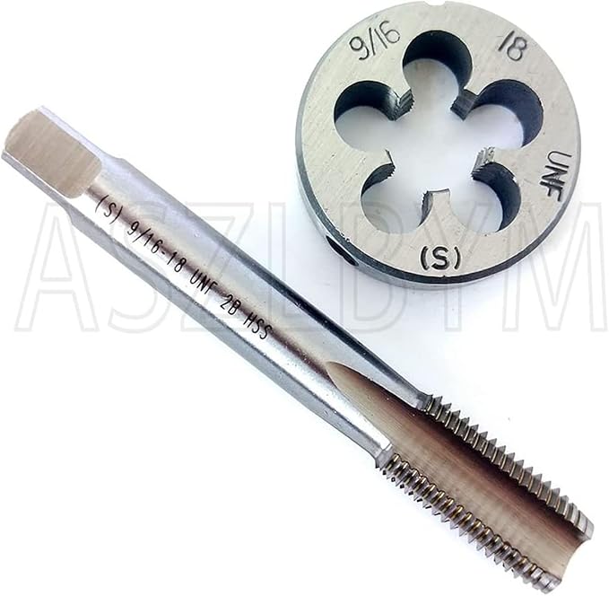 9/16-18 UNF Tap and Die Set 4 Flutes HSS Bottom Taper RIight Hand Thread Tap And Round Thread Die Set