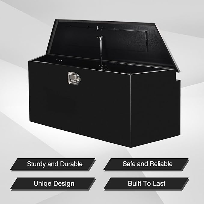 49 Inch Steel Trailer Tongue Box, Heavy Duty Tool Box for Trailer with G-Lock and 2 Keys, Suitable for Trailers and Pickup Trucks，Black（49×15×18.5 inch）