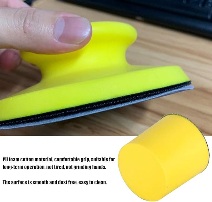 2 Inch Round Hand Sanding Block Foam Sanding Pad with Hook Loop Backing for Dust Free Woodworking Surface Polishing and Finishing