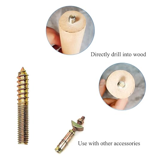 8 Pack 3/8-16 x 3-1/2 Inch Hanger Bolts 3/8-16" Double Headed Bolts 3/8 Wood Dowel Screw Self-Tapping Screw Hanger Bolts for Furniture Screws Threaded Rods Bolt 88.9mm Length