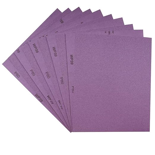 Sandpaper 80 Grit,Wet Dry Sanding Sheets,High Performance White Fused Alumina Abrasive Sand Paper for Wood Furniture Finishing,Metal Grinding,Automotive Polishing,9 x 11 Inch,10-Pack