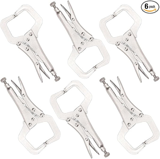 6 Pack 6 Inch Locking C Clamp, C-Clamp Pliers, Heavy Duty Vice Grips for Home Improvement, Welding & Workshop