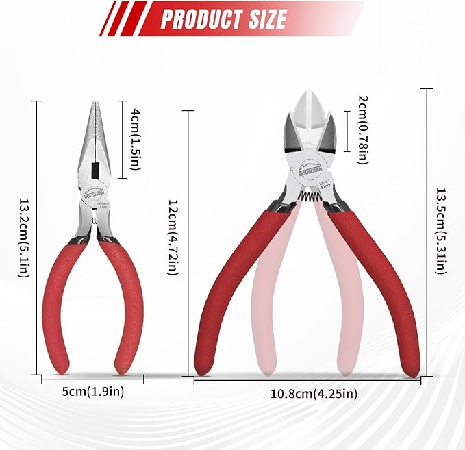 Mini Jewelry Pliers Set ??5??Needle-Nose & 14 AWG Flush Wire Cutters for Crafts, Zip-Tie Sprue Nippers 2pc Kit