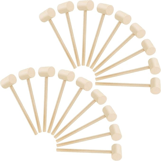18 Pieces Mini Wooden Crab Lobster Mallets Seafood Shellfish Crab Hammer Solid Hardwood Hammer for Breakable Chocolate Heart, Cracking Seafood Tool and Craft