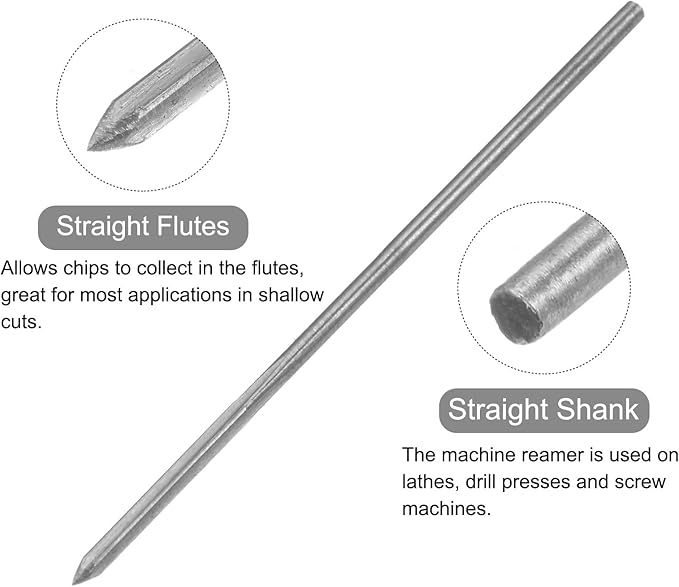 uxcell Chucking Reamers, 1.4mm H7 Metric Machine Reamer Drill Bit for Metal Wood Hole Reaming, Straight Flute High Speed Steel Tool