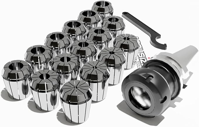 Accusize Industrial Tools BT40 Shank + 15 Pcs ER40 Collet Set + Wrench in Fitted Strong Box, BT40-ER40