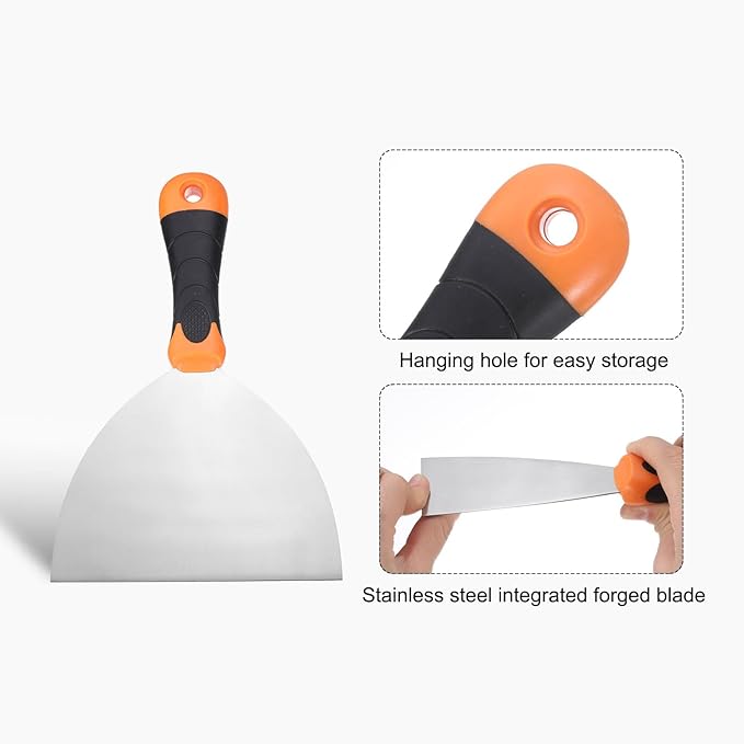 uxcell Putty Knife 6" Stainless Steel Paint Scraper Flexible Drywall Repair Mud Knives for Removing Cement Wallpaper Mud Adhesive Taping