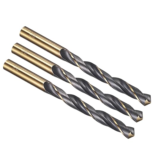 PATIKIL 10.5mm Drill Bit, Jobber Straight Shank 4341 High-Speed Steel 118째 Black and Gold Finish for Medium-Hard Metal Steel Acrylic - 3 Pack