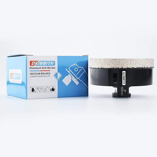 DKIBBITH 4 inch Diamond Hole Saw, 102mm Hole Saw for Concrete Brick Masonry Block Granite Tiles Quartzite Marble Porcelain Ceramic Stones with Female 5/8-11 Thread Fit Most Angle Grinders, Black