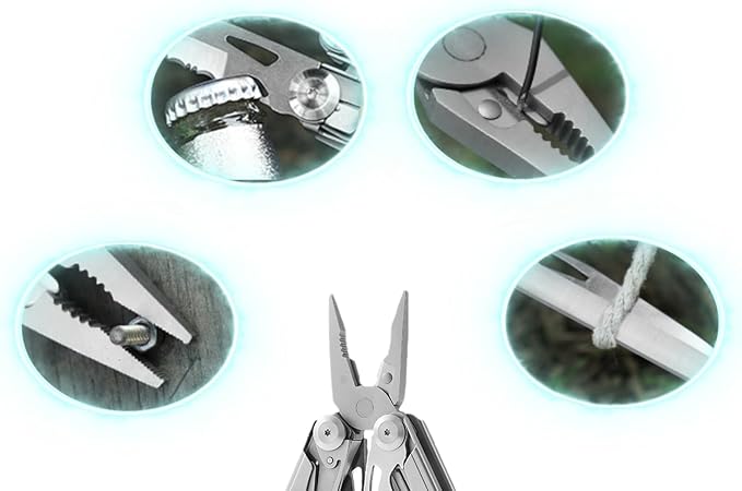 18-in-1Multitool，with Replaceable Wire Cutters and Saw，Foldable & Self-Locking，Set and Nylon Sheath for Camping Survival multi tool for Man
