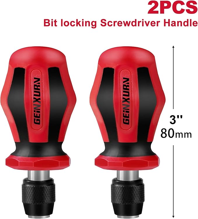 Magnetic 2PC Mini Changeable Head Manual Screwdriver Holder, Quick Change&Release 1/4??Hex Bit Extension Holder
