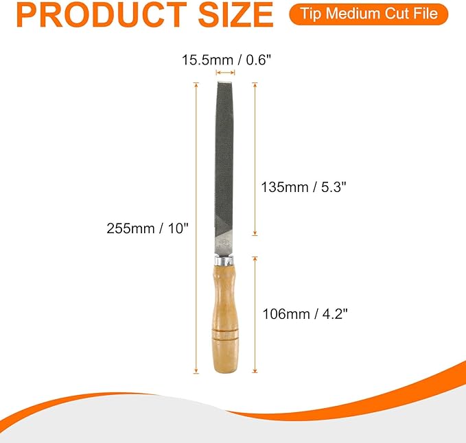 HARFINGTON Tip Medium Cut File 6" Double Cut Teeth High Carbon Steel Hand Rasp File with Wood Handle for Metal Wood Deburring Removing