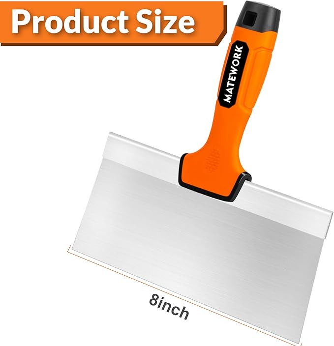 8 Inch Spackle Knife Tools, Putty Knife Scraper, Ergonomic Grip Tapping Knife with Hammer End for Drywall Work