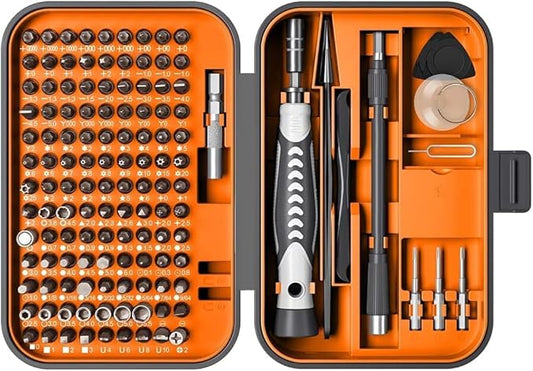 Precision Screwdriver Set, 130 in 1 with 120 bits Repair Tool Kit, Magnetic Screwdriver Set with mini built-in box for Electronics iPhone Jewelers Game Console (130-IN-Orange)