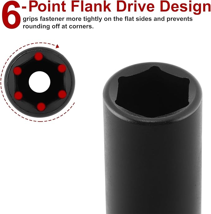 CASOMAN 1/2" Drive x 15/16" Deep Impact Socket, 6-Point, SAE, CR-MO
