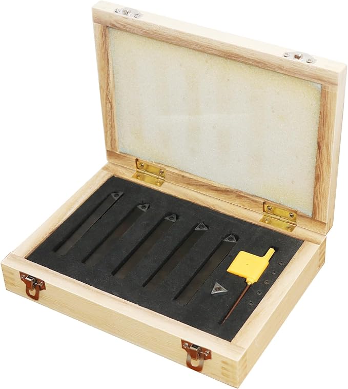 Metal Lathe Cutting Tools,5 Sets of 1/4 Carbide Metal Cutting Tool Bits Kit竊똈ndexable Lathe Turning Tool竊똂arbide Lathe Tools For Metal