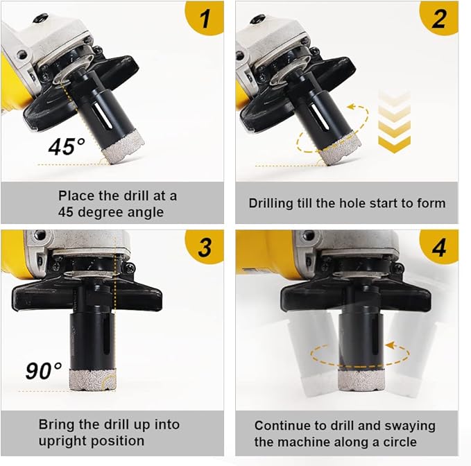 SHDIATOOL 1-3/4 Inch Diamond Core Drill Bit for Porcelain, Ceramic Tile, Marble, Brick ??Vacuum Brazed Hole Saw, 45mm, 5/8-11 Thread, Wet/Dry Drilling