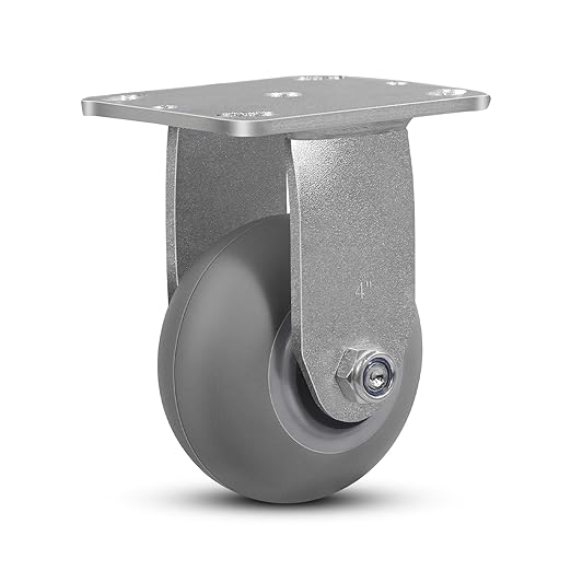 4 inch Thermoplastic Rubber Wheels (Crown Tread)-350 LB Capacity- No Noise Caster Wheels for Furniture Platform Trucks Workbench (1 Pack Rigid)