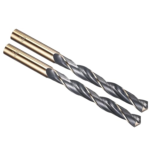 PATIKIL 11mm Drill Bit, Jobber Straight Shank 4341 High-Speed Steel 118째 Black and Gold Finish for Medium-Hard Metal Steel Acrylic - 2 Pack