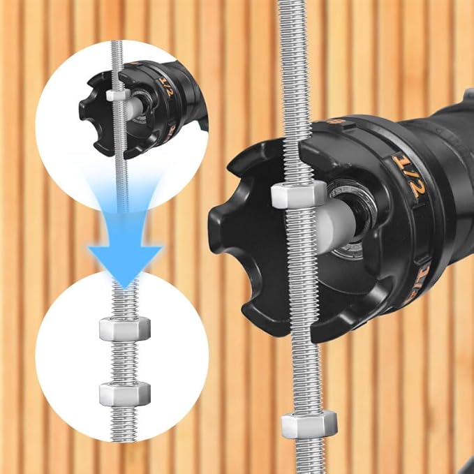 WSOOX Nut Zipper Drill Attachment for Fast Nut and Bolt Removal Drill Nuts Remover Alloy Hex Shank Nut Driver for 1/4" 3/8" 1/2" Threaded Rods Including 6 Replaceable Parts