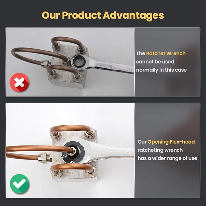 Anbull Tubing Ratchet Wrench Set Metric 9pcs竊?-17mm竊? Combination Ratcheting Wrench Set with Open-end Fixed Head, 72 Gears CR-V Chrome Vanadium Steel Constructed
