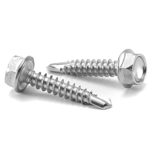 #10 x 1 Sheet Metal Screws 100PCS 410 Stainless Steel Hex Washer Head Fast Self Tapping Screws by SG TZH