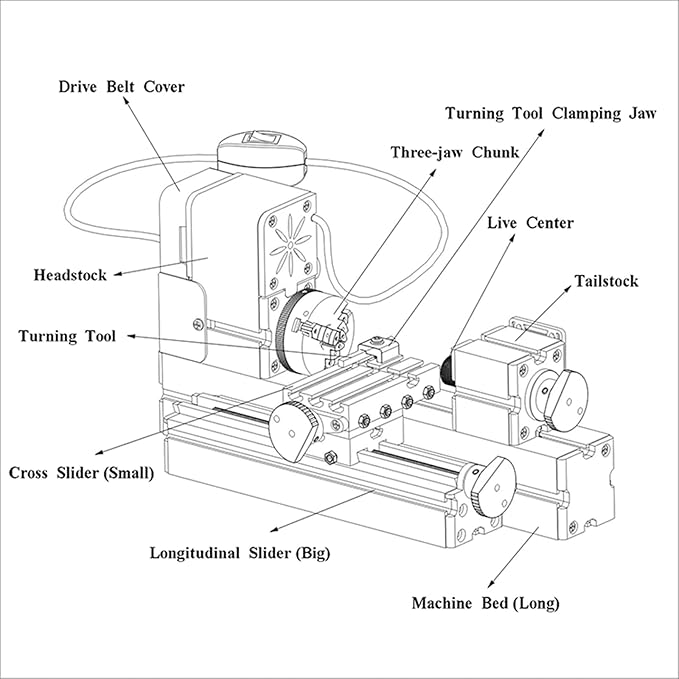 All-metal Miniature Lathe 36W 20000rpm Didactical Mini metal Lathe Machine for Hobbyist Woodworking Craft