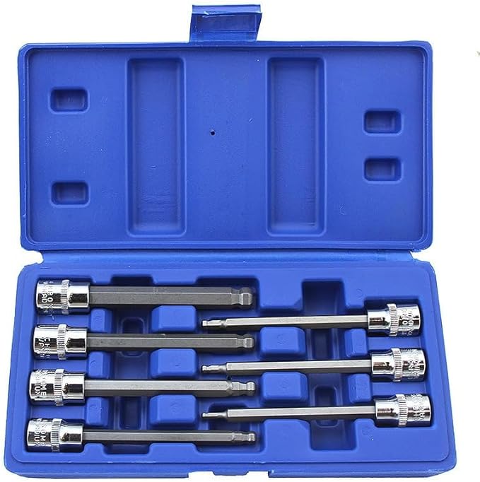 XtremepowerUS 7PCs 3/8" Ball End Long 4.25" Standard SAE Hex Allen Bit Sockets Wrench