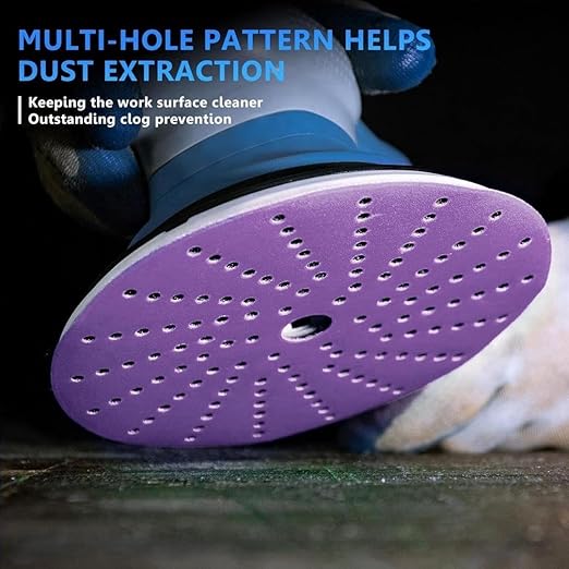 Kingcattle|6 Inch Cyclone Holes Hook & Loop Sanding Discs Assortment |30 Pc 80 to 600 Grit Heavy-Duty |Multi-Hole Pattern,Virtually Dust-Free, High Performance, Long Lasting,Feather Edging