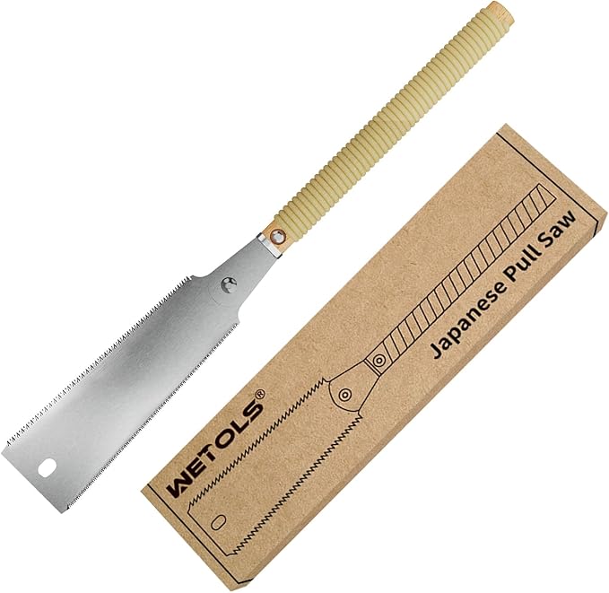 WETOLS Hand Tools, 9.5" Japanese Pull Saw with Double Edges of 10/17 TPI, Sharp and Light Ryoba SK5 Woodworking Cuttter, Woodworking Tools Gifts for Men and Women