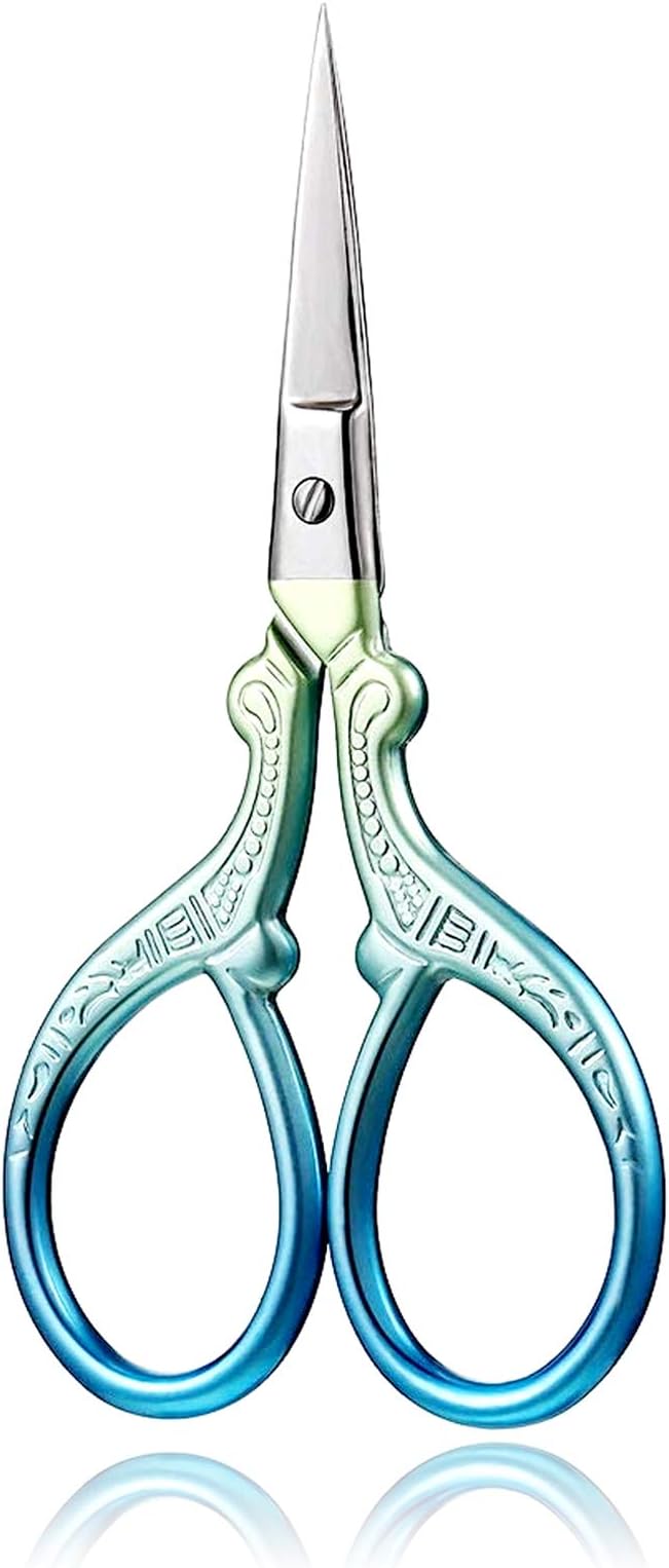 BIHRTC 3.6 Inch Small Embroidery Scissors Sharp Stainless Steel Needlepoint Scissors DIY Tool Dressmaker Shears for Sewing Crafting Needlework Houshold