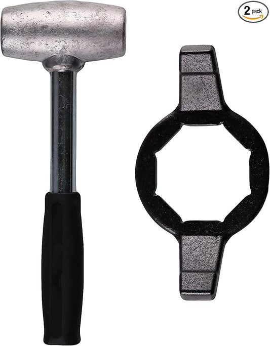 4lb Lead Hammer with 8-sided Hex Wrench Set - Dead Blow Lead Hammer + Hex Wrench are Essential Tools for Lowriders and Cars with Hex Knock-Off Spinner Cap Fitted Wire Wheels