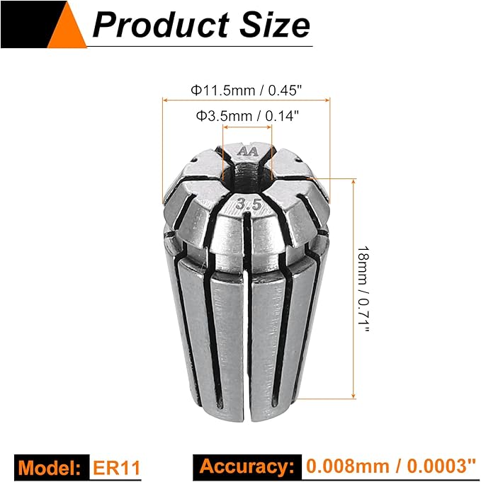 HARFINGTON Spring Collet Chuck ER11 3.5mm 65Mn Spring Steel Precision Router Collets for CNC Engraving Milling Lathe Tool