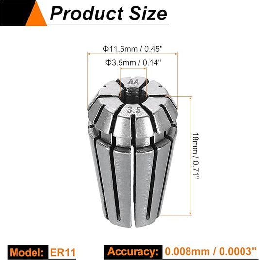 HARFINGTON Spring Collet Chuck ER11 3.5mm 65Mn Spring Steel Precision Router Collets for CNC Engraving Milling Lathe Tool