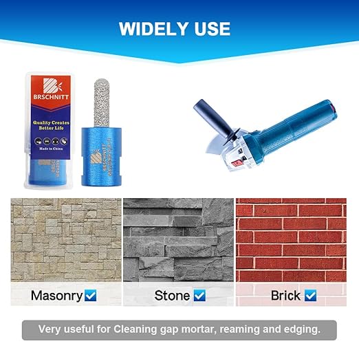 Diamond Mortar Raking Bit - BRSCHNITT for Mortar Raking Tuck Pointing Granite Marble Concrete Masonry Stone Removals Vacuum Brazed Bit with 5/8-11 Thread (5/16 Inch x 1 Inch)