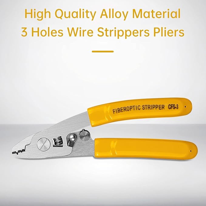 CFS-30 2-Pack Fiber Optic Stripper Kit, 3-Hole Adjustable Stainless Steel Fiber Stripper Tools for FTTH/FTTX, Precisely Strips 0.125/0.25mm Fiber & 2-3mm Jacket