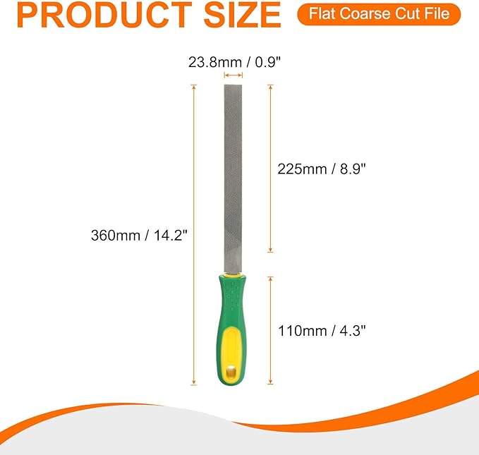 HARFINGTON Flat Coarse Cut File 10" Double Cut Teeth High Carbon Steel Hand Rasp File with Plastic Handle for Metal Wood Deburring Removing