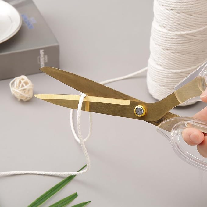 Acrylic Gold Scissors, 9??Ultra-Sharp Titanium Coated Blades and Sharp All-Purpose Scissors, Sewing, Office, Comfortable Handle Design, Versatile Usage